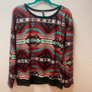 NWT Women’s M Crazy Train Navajo Print Long Sleeve Tee